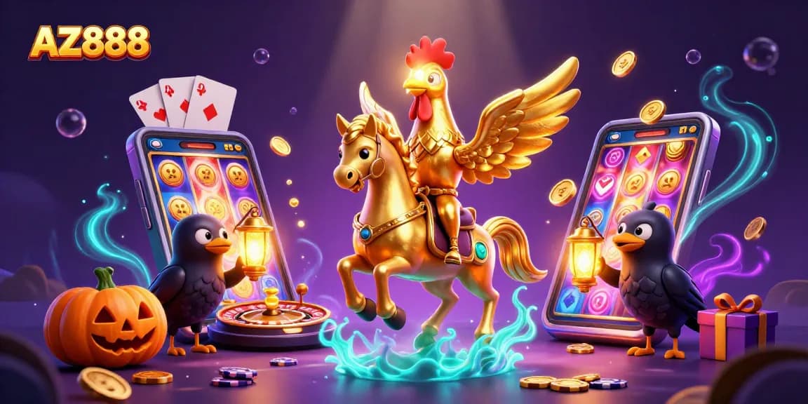Engage with AZ888's thrilling casino experience featuring vibrant slot games and dynamic characters.