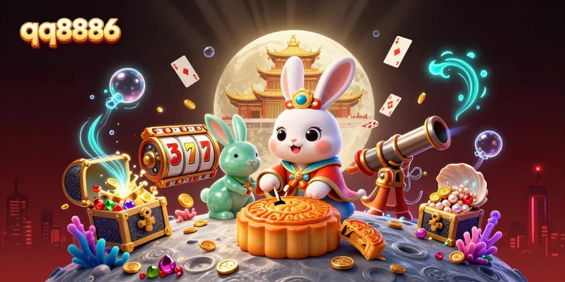 Engage with qq8886's vibrant casino world through an exciting dynamic scene featuring playful elements.