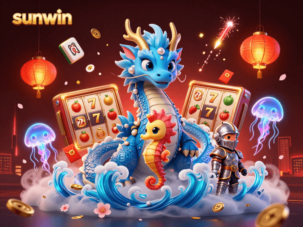 Experience sunwin's enchanting world of slots and gaming with a vibrant underwater adventure illustration.