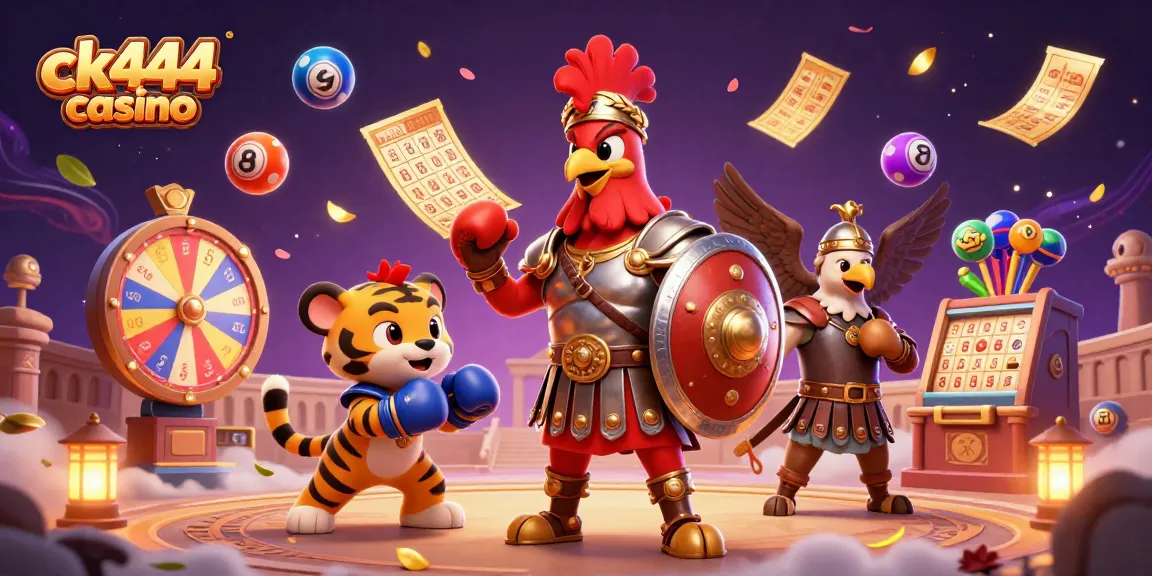 Experience thrilling gaming at ck444 casino with exciting characters in a vibrant 3D scene.