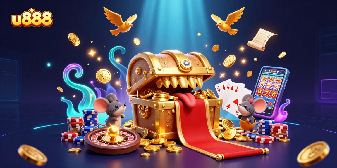 Experience big wins at u888 with a vibrant 3D casino scene showcasing treasures and playful adventure.