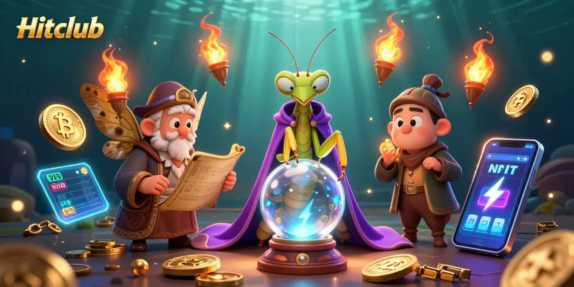 Play slots with Hitclub, featuring vibrant characters and rich casino elements in a mystical setting.