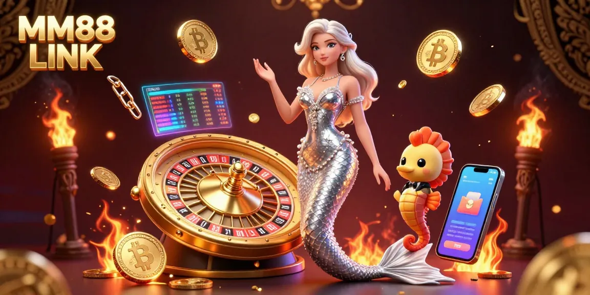 Experience vibrant casino excitement with MM88 LINK and a stunning roulette scene featuring Bitcoin.