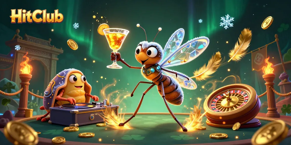 HitClub energizes the casino scene with a vibrant 3D illustration of a frozen mosquito mascot and trilobite DJ.
