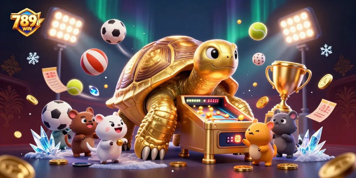 Engage with exciting games at 789WIN, featuring a vibrant 3D scene of dynamic casino action.
