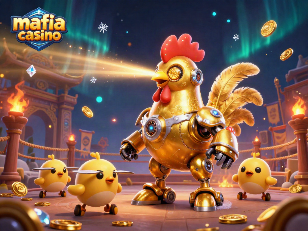 Experience the excitement of mafia casino with animated characters and gaming elements in a dynamic scene.