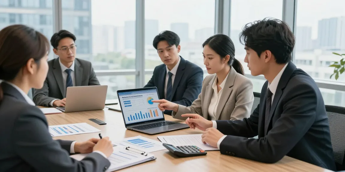 Best merchant cash advance consultation in a bright office with diverse professionals analyzing options.