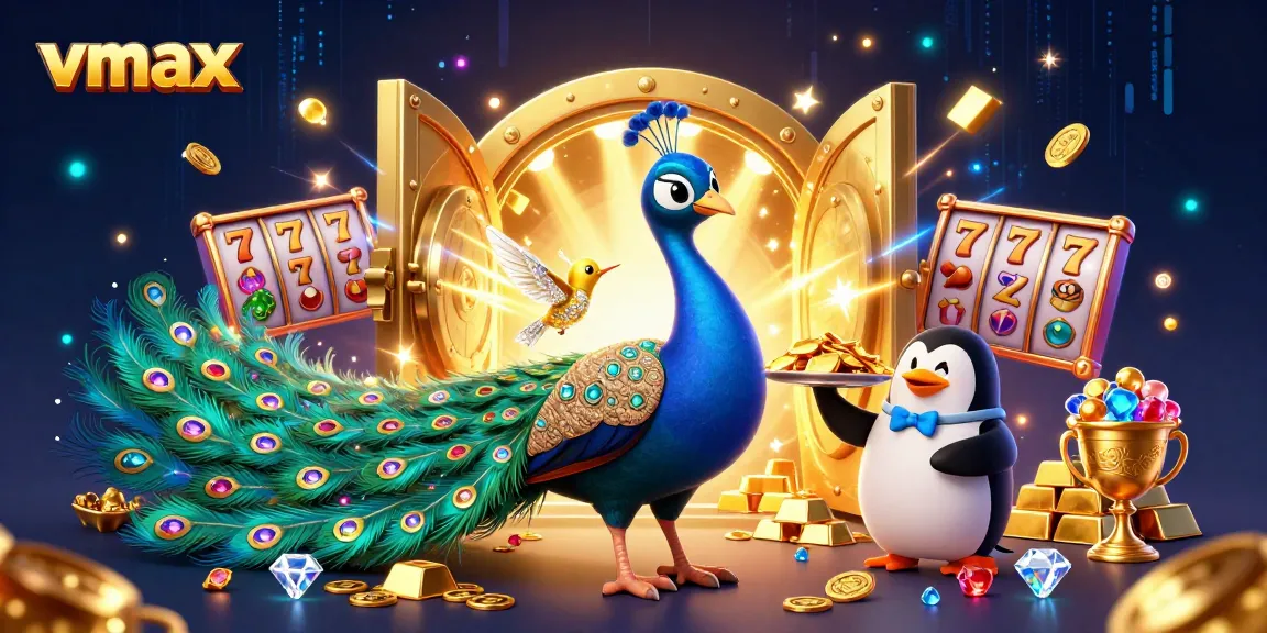 Experience the excitement of vmax with a dazzling casino scene featuring gemstones and golden chips.