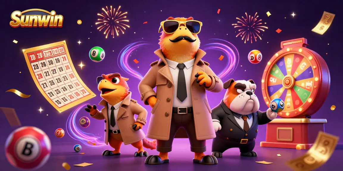Engage in thrilling gameplay at Sunwin with dynamic lottery balls and vibrant casino elements.