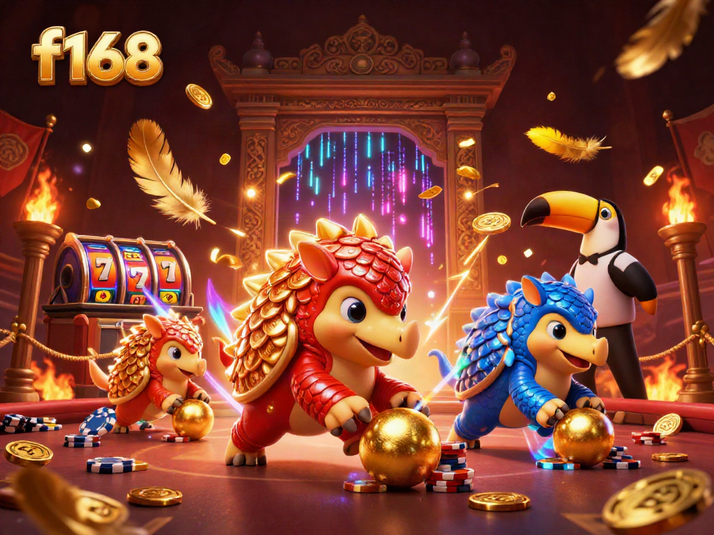 Experience f168 excitement with dynamic pangolins competing in a thrilling casino gaming scene.