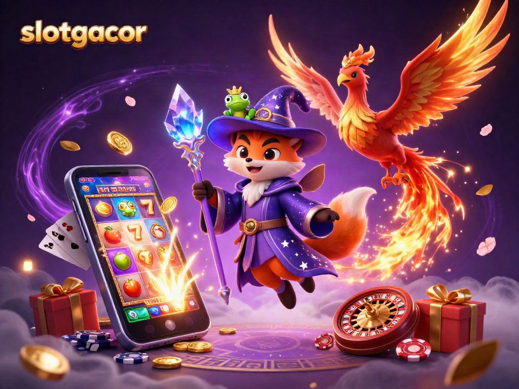 Spin the reels with slotgacor as a wizard fox, phoenix, and crowned frog animate the casino magic.