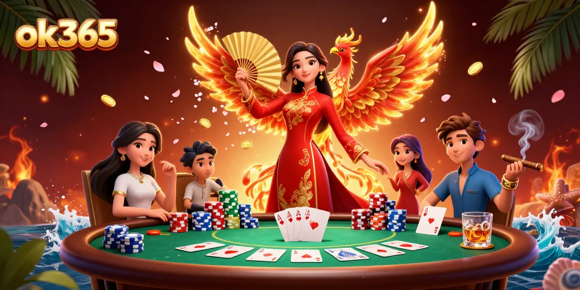 Engage with high-stakes poker action on ok365 featuring vibrant visuals in a casino setting.