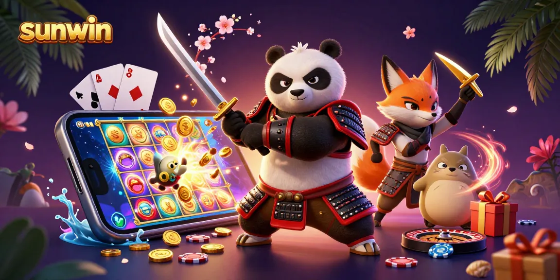 Experience thrilling gameplay with sunwin's vibrant casino elements and dynamic characters, showcasing excitement.