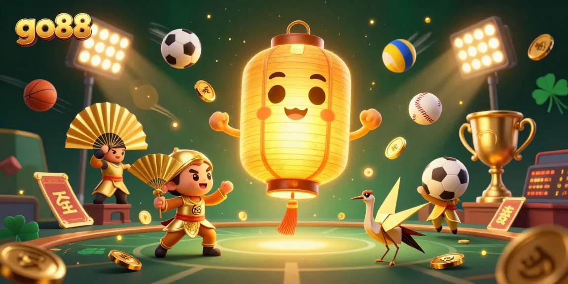Experience the excitement of go88 with vibrant elements representing online gambling in a dynamic 3D casino scene.
