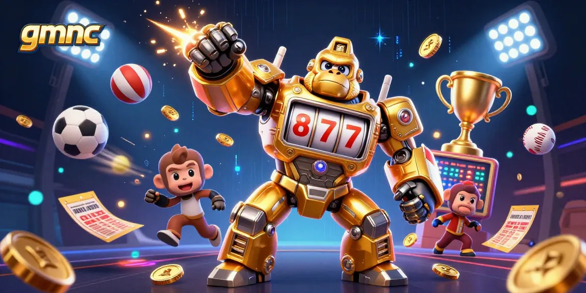 Experience exciting gaming action with the gmnc platform featuring dynamic sports elements and a vibrant 3D illustration.