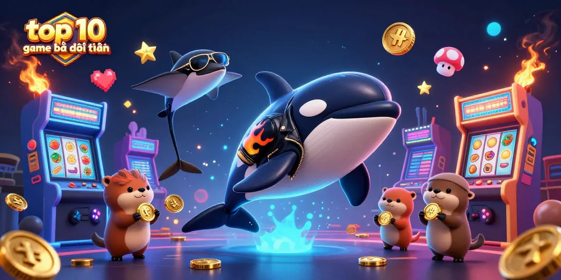 Engage with the top 10 game bài đổi thưởng featuring lively characters amidst dynamic casino elements.