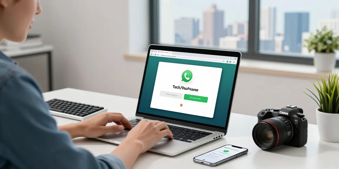 Using WhatsApp電腦版 in a modern office workspace, showcasing productivity and tech accessories.